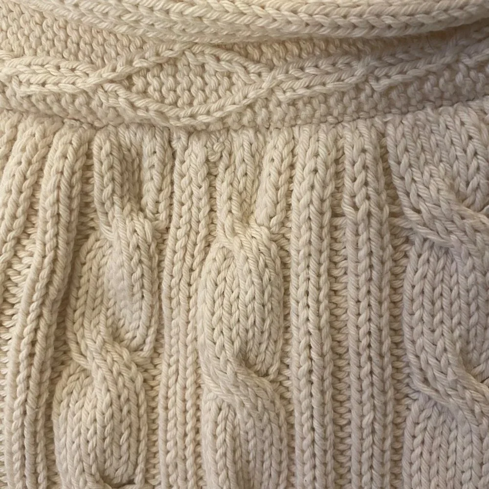 Pure handknit short sleeve beige cardigan shrug cableknit sweater‎ women S/M